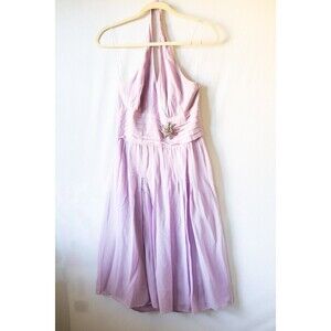 Maggie London Lavender purple Silk 6 halter dress hoco dance event party